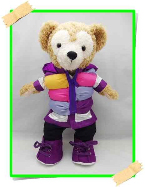 画像1: 【予約受付中】 ダッフィー 衣装 Sサイズ (身長43cm) popcorn ダウンジャケット コスチューム 服 紫 A a156 (1)
