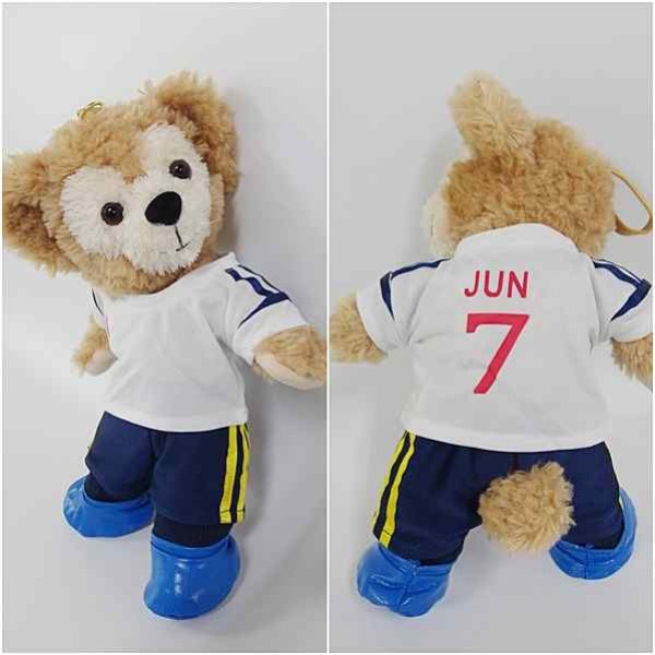 画像3: 【予約受付中】 ダッフィー＆ジェラトーニ 衣装 ポーチサイズ (身長28cm) サッカー ユニフォーム コスチューム 服  「白」「背番号7 JUN」 a190 (3)