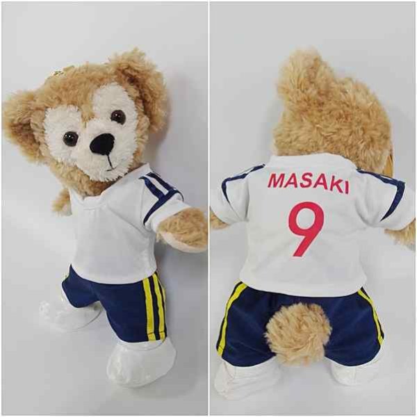 画像3: 【予約受付中】 ダッフィー＆ジェラトーニ 衣装 ポーチサイズ (身長28cm) サッカー ユニフォーム コスチューム 服  「白」「背番号9 MASAKI」 a191 (3)