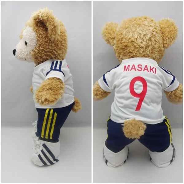 画像3: 【予約受付中】 ダッフィー 衣装 Sサイズ (身長43cm) サッカー ユニフォーム コスチューム 服 「白」「背番号9 MASAKI」 a196 (3)