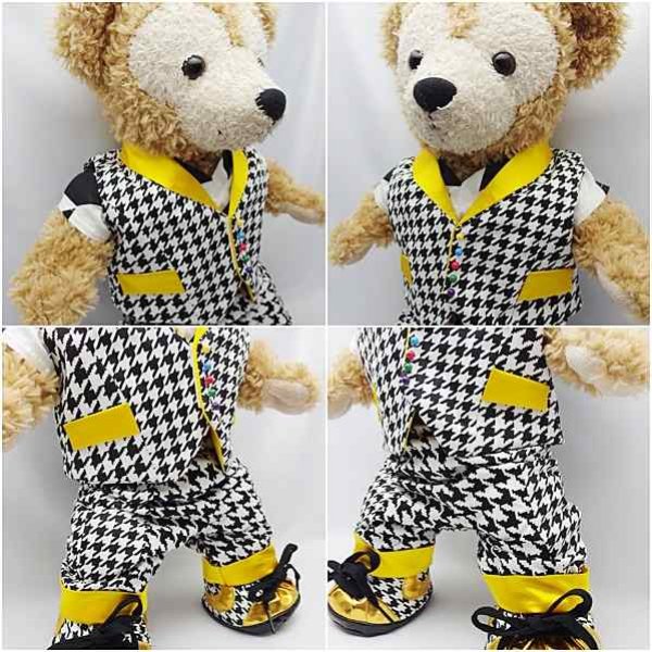 画像2: 【予約受付中】 ダッフィー 衣装 Sサイズ (身長43cm) japoコン コスチューム 服 千鳥柄 黄 N a297 (2)