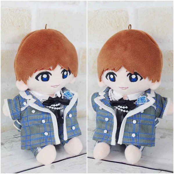 画像2: 【予約受付中】Hey15thぬいぐるみ サイズ コスチューム 服 千鳥柄 衣装 青担当 hdn717 (2)
