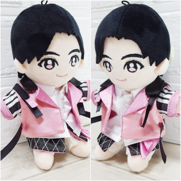 画像2: 【予約受付中】 Hey15thぬいぐるみ サイズ コスチューム 服 縦じまメンカラ 衣装 ピンク担当 hdn762 (2)