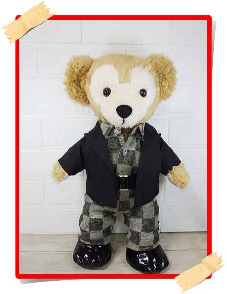 画像1: ダッフィー 衣装 Sサイズ (身長43cm) Number 風 チェック コスチューム 服 Ni03 (1)