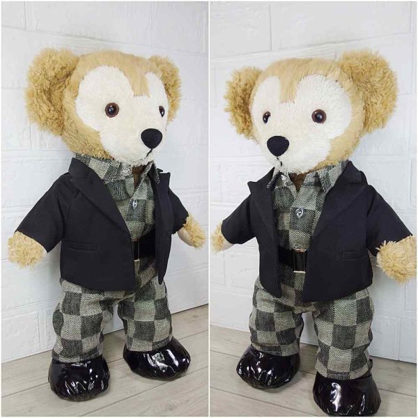 画像2: ダッフィー 衣装 Sサイズ (身長43cm) Number 風 チェック コスチューム 服 Ni03 (2)