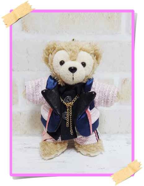 画像1: 『SALE中』 ダッフィー ぬいばサイズ (14cm) ツイード衣装 snow 風コスチューム 服 担当ピンク sn102 (1)