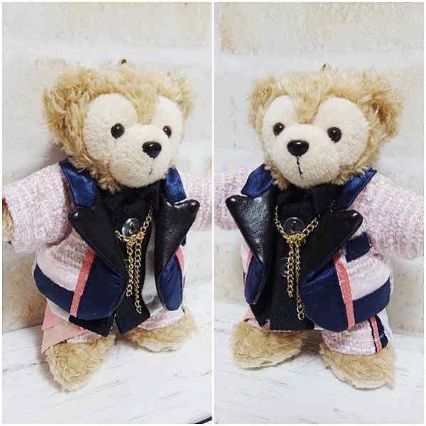画像2: 【予約受付中】ダッフィー ぬいばサイズ (14cm) ツイード衣装 snow 風コスチューム 服 担当ピンク sn102 (2)