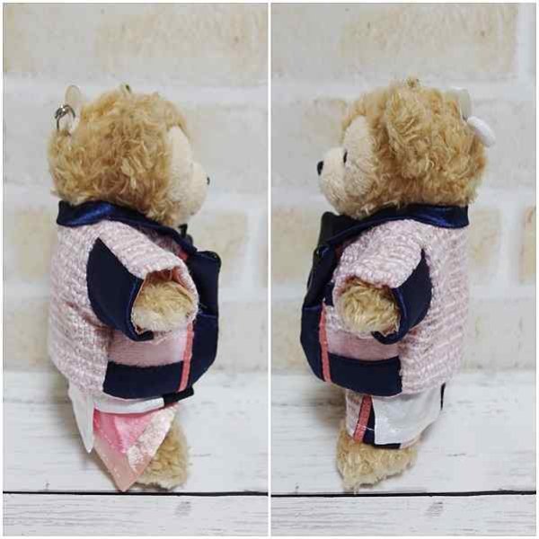 画像3: 【予約受付中】ダッフィー ぬいばサイズ (14cm) ツイード衣装 snow 風コスチューム 服 担当ピンク sn102 (3)