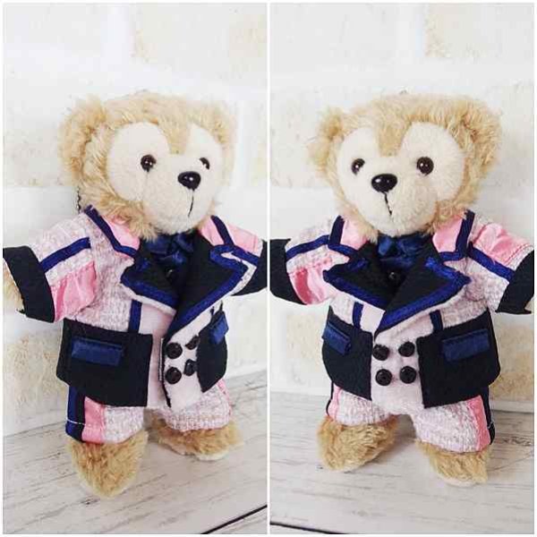 画像2: 【予約受付中】ダッフィー ぬいばサイズ (14cm) ツイード衣装 snow 風コスチューム 服 担当黄色 sn108 (2)