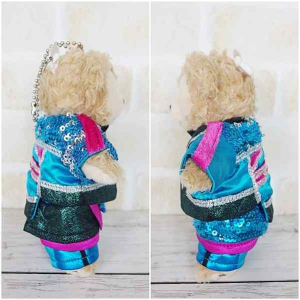 画像4: 【予約受付中】  ダッフィー ぬいばサイズ (14cm) ターコイズブルー衣装 コスチューム 服 担当ピンク sn112 (4)